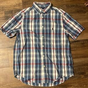 Polo Ralph Lauren Kids Large 14-16 Plaid Button Up Short Sleeve Shirt